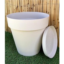 Gy Atelier Yalı Saksı 23 Lt 1 Adet Krem Saksı Renkli Saksı Plastik Saksı Çiçek Saksısı Tabaklı Saksı