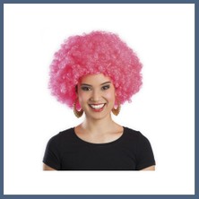 Bezos Pembe Renk Kıvırcık Afro Bonus Peruk BZS10
