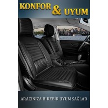 Fiat Fiorino ile Uyumlu 2+1 Parçalı Lüx Deri Oto Koltuk Kılıfı Ön Arka Takım Safir Tam Siya
