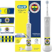 Oral-B D100 Vitality Şarj Edilebilir Diş Fırçası Fenerbahçe Serisi Beyaz Orta Sertlikte Fırça Kılı