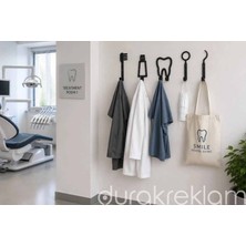 Durak Reklam Diş Hekimi Temalı Metal Duvar Askılığı – 5'li Dekoratif Diş Kliniği Askılık