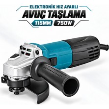Proter 750W 115 mm Elektronik Hız Ayarlı Avuç Taşlama Makinesi Elektrikli Spiral Kesme Taşlama M14