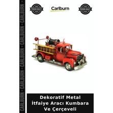 Carlburn Özel Seri Dekoratif Metal Itfaiye Aracı Kumbara ve Çerçeveli Erkek Hediyesi Eski Tarz Vitrin