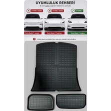 Tr 3'lü Set Li Parts Tesla Model Y 3D Havuzlu Bagaj Paspas Seti, Tpe Malzeme Kokusuz Kırılmaz Su