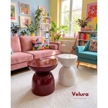 Velura Home & Living Leonardo Yan Sehpa & Yan Sehpa Seti - Bordo ve Beyaz