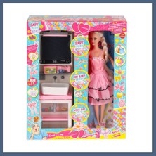 Bezos OYD-02390 Bebek ve Aynalı Lavabo Oyun Seti Oyuncak BZS10