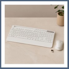 Bezos Kablosuz Klavye Mouse Seti - Tablet/telefon Standlı - Beyaz - Q Klavye BZS10