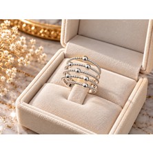 Terra Golds Terragolds Çelik Gümüş Renk Spiral Topçuklu Model Kadın Yüzük