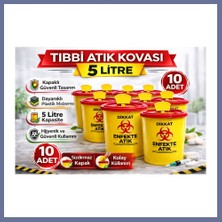 Bezos Tıbbi Atık Kovası 5 Litre 10 Adet Kapaklı Tıbbi Atık Kutusu Enfekte Atık Kovası Dlra