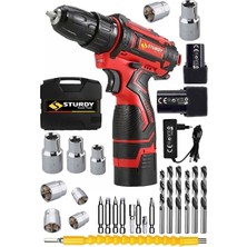 Elarque Japon Technology 58V10AH Metal Şanzuman Şarjlı Çift Akülü Matkap 27PRÇ