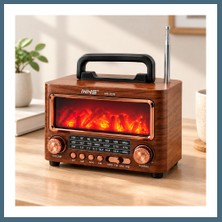 Bezos Şömineli Retro Radyo Bluetooth Hoparlör - Am/fm/sw Usb/type-C Şarjlı Agc