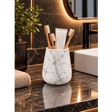 Betonmall Dekoratif Beton Diş Fırçalık Diş Macunluk Geniş Ağızlı Modern Lavabo Üstü Banyo Organizeri