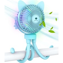 Odea Bebek-Kişisel El Tipi Mini Fan-Bebek Arabası Aksesuarları Için Taşınabilir Küçük Bebek Arabası Vantilatörü - Çocuklar Için Gece Lambası - USB Fanda Şarj Edilebilir Klips (Mavi)