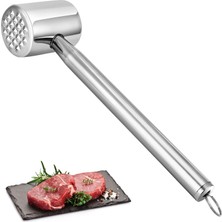 Odea ® 304 Paslanmaz Çelik Et Dövme Çekici - Çift Tarafı Tırtıklı ve Düz Yüzeyli Ağır Hizmet Et Yumuşatıcı Tokmağı, Sarımsak Ezici Ceviz Kıracak Mutfak Aparatı