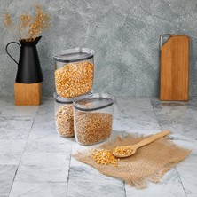 Odea 3'lü Set Sızdırmaz Vakum Kapaklı Oval Kristal Erzak Saklama Kabı, Mutfak Için Kuru Gıda ve Bakliyat Düzenleyici, 3 x 1300 ml (Şeffaf)
