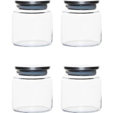Odea 4403 Bormio Metal Kapaklı 4lü Cam Kavanoz Seti Vakum Kapaklı Saklama Düzenleme Kabı Seti 650ML