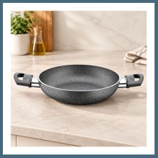 Bezos Granit Tava 22 cm Çift Saplı Gri Kırçıllı Agc