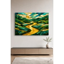 Altın Nehir — 30×40 cm — Çerçevesiz Cam Tablo