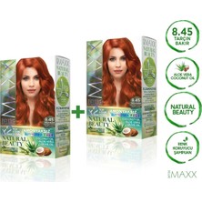 Maxx Deluxe Natural Beauty 8.45 Tarçın Bakır Krem Saç Boyas Güçlendirici Etki 2'li Set