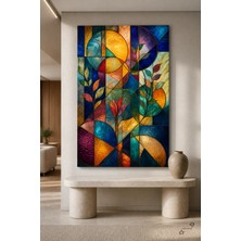 Geometrik Işık Bahçesi — 30×40 cm — Çerçevesiz Cam Tablo