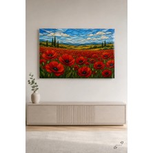 Gelincik Tarlası — 30×40 cm — Çerçevesiz Cam Tablo