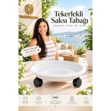 Odea Tekerlekli Saksı Tabağı 37 cm Ağır Yük Taşıyıcı Damacana Altlığı Saksı Altı Tekerleği Tablası Beyaz 721051