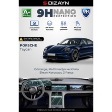 S-Dizayn Porsche Taycan 9h Nano Gösterge, Multimedya ve Klima Ekran Koruyucu 3'lü Set (Parlak) 2020 Üzeri A+ Kalite