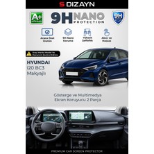S-Dizayn Hyundai I20 Makyajlı Elite 9h Nano Gösterge ve Multimedya Ekran Koruyucu 2'li Set (Parlak) 2024 Üzeri A+ Kalite