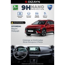 S-Dizayn Hyundai Bayon Makyajlı Dijital Göstergeli 9h Nano Gösterge ve Multimedya Ekran Koruyucu 2'li Set (Parlak) 2024 Üzeri A+ Kalite