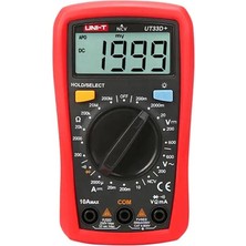 Uni-T UT33D+ 600V 10A El Tipi Dijital Multimetre Kırmızı Özelliklerle