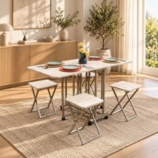 Uvi Collection Ada Tabureli Katlanır Çok Amaçlı Masa Seti Traverten