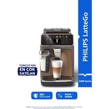 Philips 5500 Serisi LatteGo Tam Otomatik Espresso Makinesi, 20 Sıcak ve Soğuk İçecek, SilentBrew, EP5544/80