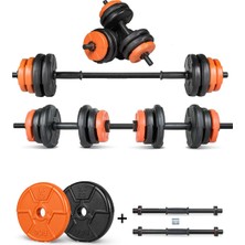 Ecgspor 17 kg Renkli Multifonksiyonel Halter ve Dambıl Seti 16 Parça Ağırlık Seti
