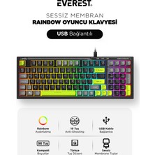 Everest KB-98 SILENT SESSİZ Type-C Bağlantılı Oyun Klavyesi Türkçe Q Tuş Formu ile