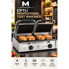 Binbirreyon Professional Endüstriyel Cafe Tipi Çift Hazneli Tost Makinesi 3600W NA012
