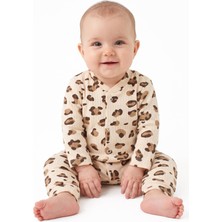 by BebekOdam Kız Bebek Leopar Desenli Çıtçıtlı Manşetli Tulum