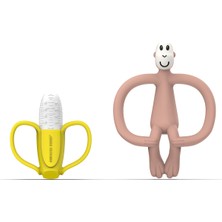 Matchstick Monkey Banana & Monkey Silikon Dis Kasiyici Hediye Seti / Pembe