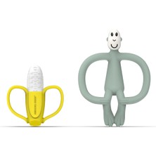 Matchstick Monkey Banana & Monkey Silikon Dis Kasiyici Hediye Seti / Mint Yesili