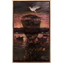 Simurg Sanatevi Barış Güvercini Yağlı Boya Tablosu - Tuval Üzerine El Yapımı - 30 x 50 cm