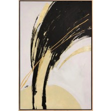 Simurg Sanatevi Soyuta Modern Siyah Yağlı Boya Tablosu - Tuval Üzerine El Yapımı - 80 x 120 cm