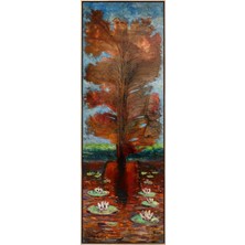 Simurg Sanatevi Ağaç Yağlı Boya Tablosu - Tuval Üzerine El Yapımı - 60 x 180 cm