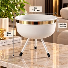 Umya Concept Beyaz Gold Detaylı Ayaklı Saksı – Modern Dekoratif Çiçeklik, Salon ve Iç Mekân Saksısı N29