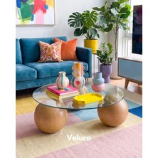 Velura Home & Living Küre Orta Sehpa - Meşe - Yuvarlak Şeffaf
