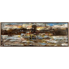 Simurg Sanatevi Boğazın Hüzünü Yağlı Boya Tablosu - Tuval Üzerine El Yapımı - 120 x 40 cm