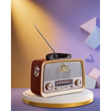 Helinaria Ahşap Tasarım Bluetooth Radyo LED Aydınlatmalı