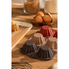 Porsima 30010-3 Silikon Çiçek Muffin Kalıbı 6'lı Yapışmaz Cupcake ve Mini Kek Kalıbı