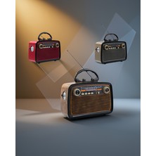 Helinaria Bluetooth Hoparlör Ahşap Görünümü Işıklı Vintage Radyo