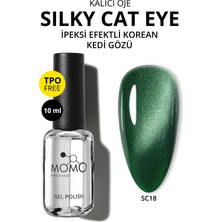 Momo Professional Korean Silky Cat Eye Gel Polish, Kedi Gözü Kalıcı Oje, SC18 Zümrüt Yeşil, 10 ml