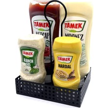 Happy Trend Ketçap, Mayonezlik ve Sosluk, Yağlık Standı, Cafe Restaurant Servis Sunum Masa Düzenleyici Model-1 Siyah