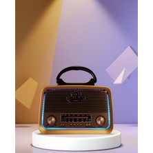 Helinaria Ahşap Kaplamalı Retro Radyo Bluetooth USB Sd Destekli